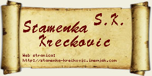 Stamenka Krečković vizit kartica